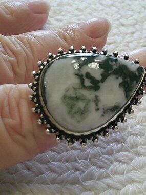 Natural TREE AGATE Handmade Sterling 925 Ring Size 6.25 #732E